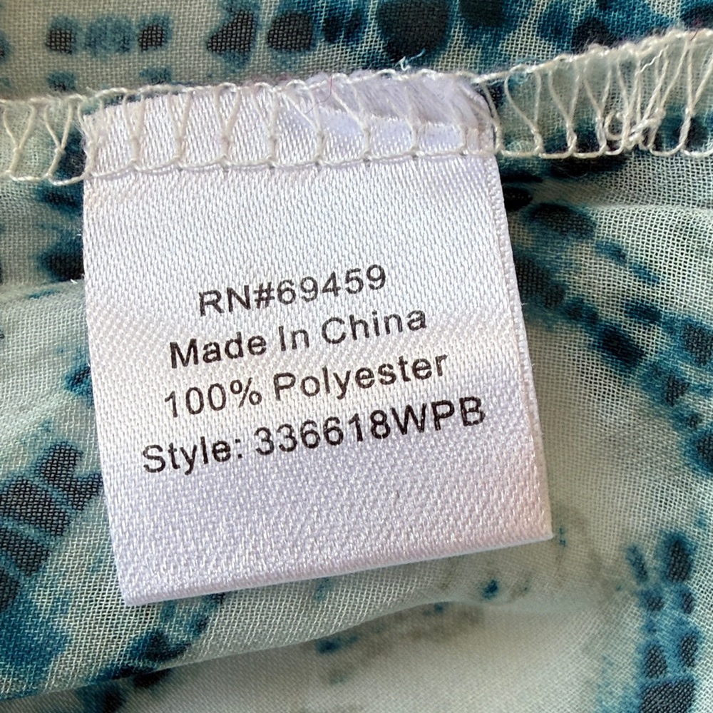 Pacific Beach Teal Geometric Sheer Swim Cover Up Dress 2X V Neck - Elastic Waist - Picture 6 of 8